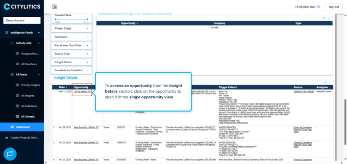 Access filtered opportunities